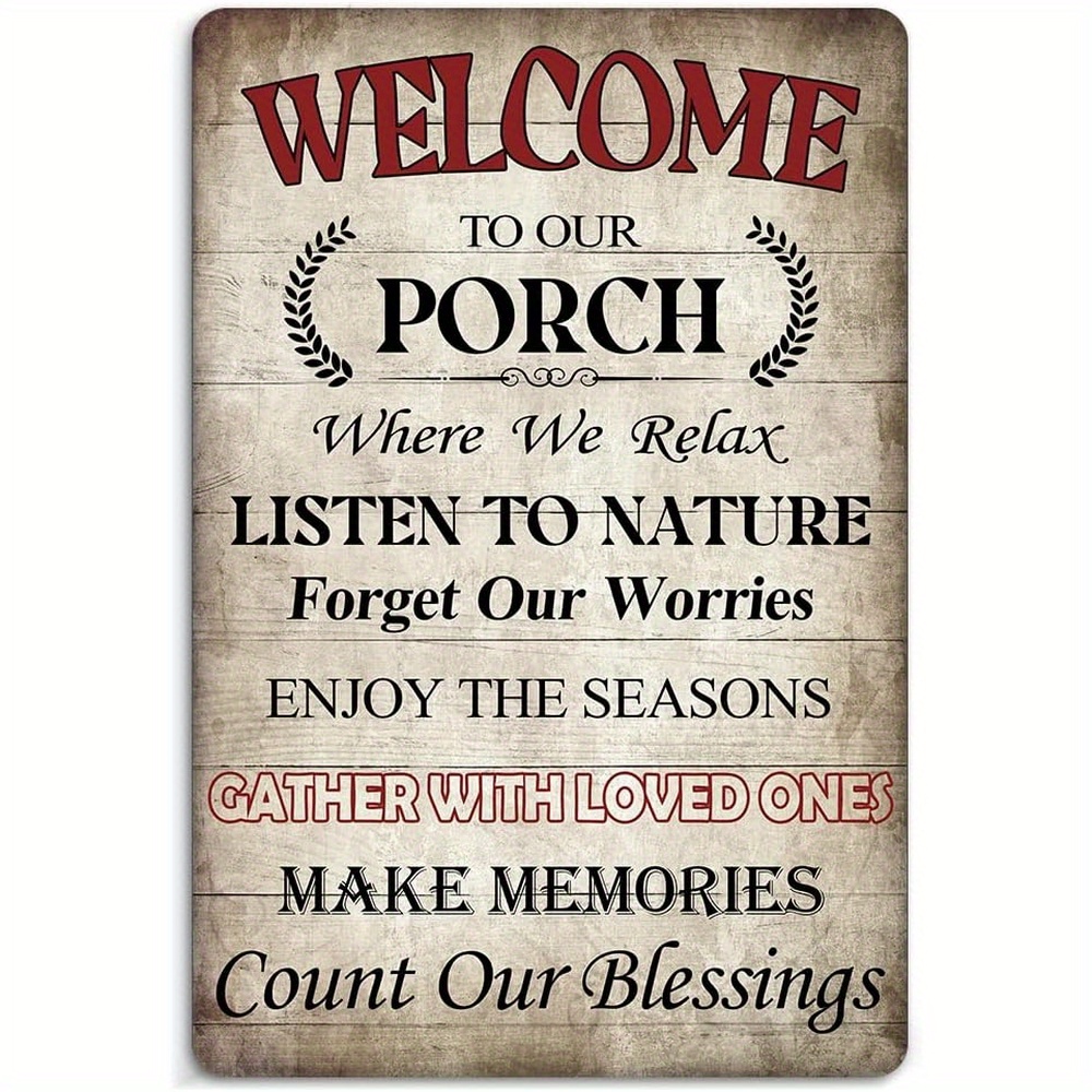 TEMU Welcome Sign For Our Porch, Metal Tin Outdoor Decor, Retro For Home Patio Gift, Attractive Wall Art For Home, Bar, Cafe, Garage, Aluminum Size
