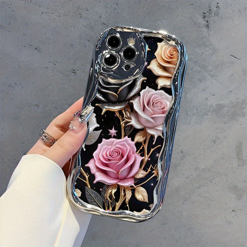 TEMU Phone Case - Suitable For Iphone17 16 / 16plus/ 16pro/ 16, 15/ 14/ 13/ 12/ 11 New Electroplated Creative Fashion Pattern Wave Shaped Phone Case,
