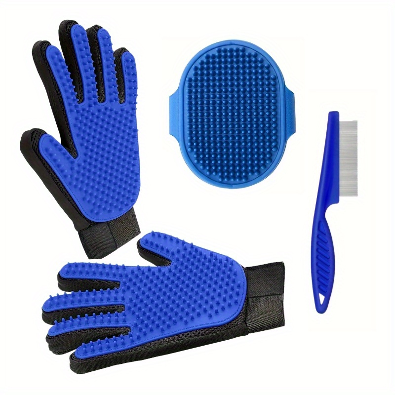 Image of 2pcs/4pcs Hair Grooming Set]pet Hair Grooming Set, Dog Hair Removal Glove Brush, Massage Brush And Pet Hair Comb