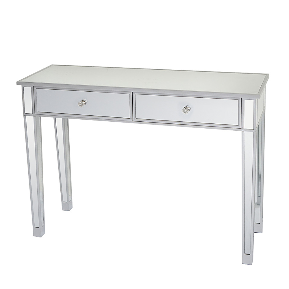 Outopee Console Table, Mirror Glass Table With 2 Drawers, Side Table, Office, Living Room Table, 105 X 36 X 76 Cm