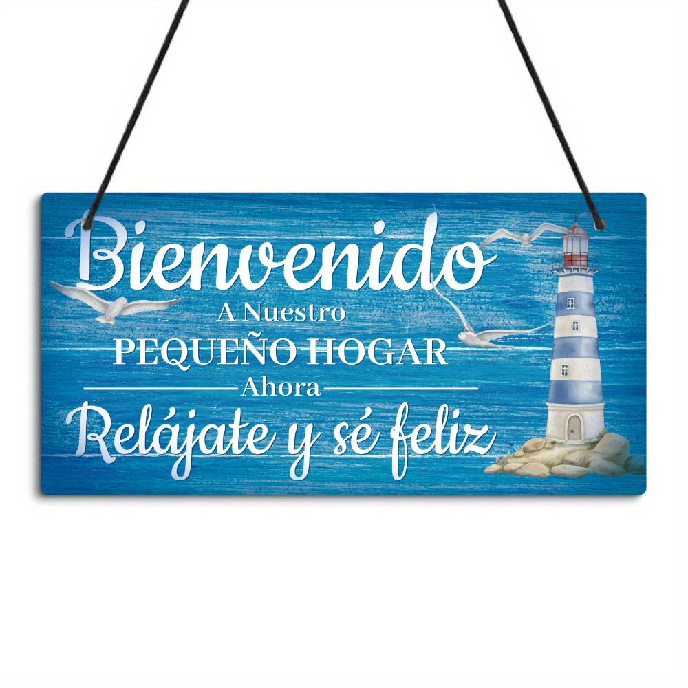 Putuo Decor 1 Pieza Letrero de PVC de Un Solo en Español, "Bienvenidos a Pequeño Hogar – Relájate y," Placa Colgante…: retailer-supplied image