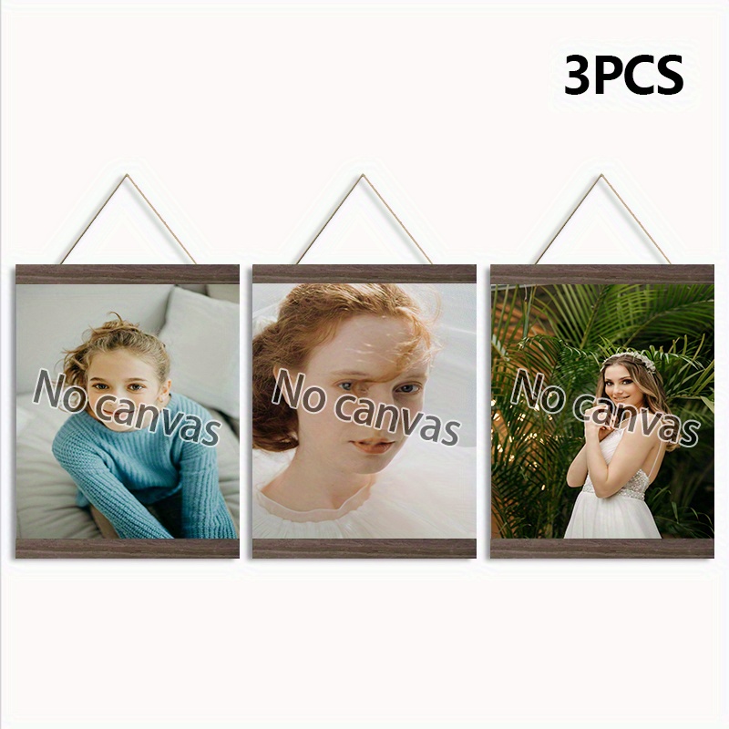 TEMU 1pc/3pcs/6pcs Wooden Magnetic Hanging Picture Clip, Suction Magnetic Hanging Picture Frame, Picture Frame Photo Hanging Cloth Hanging Shaft Rod,