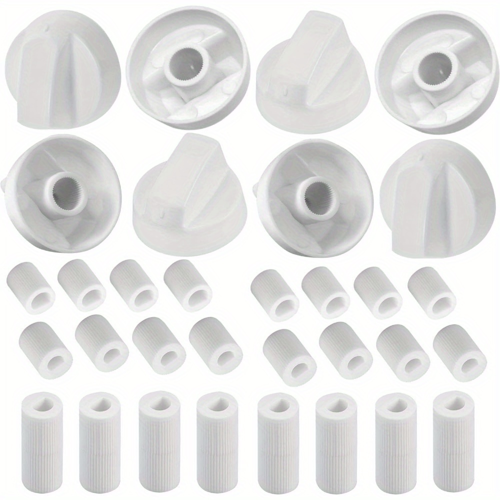 Juegode8perillasdecontrolderepuestocon24adaptadoresaptosparahornos,estufasycocinas-Adaptableparamúltiplesmodelos(Colorblanco)