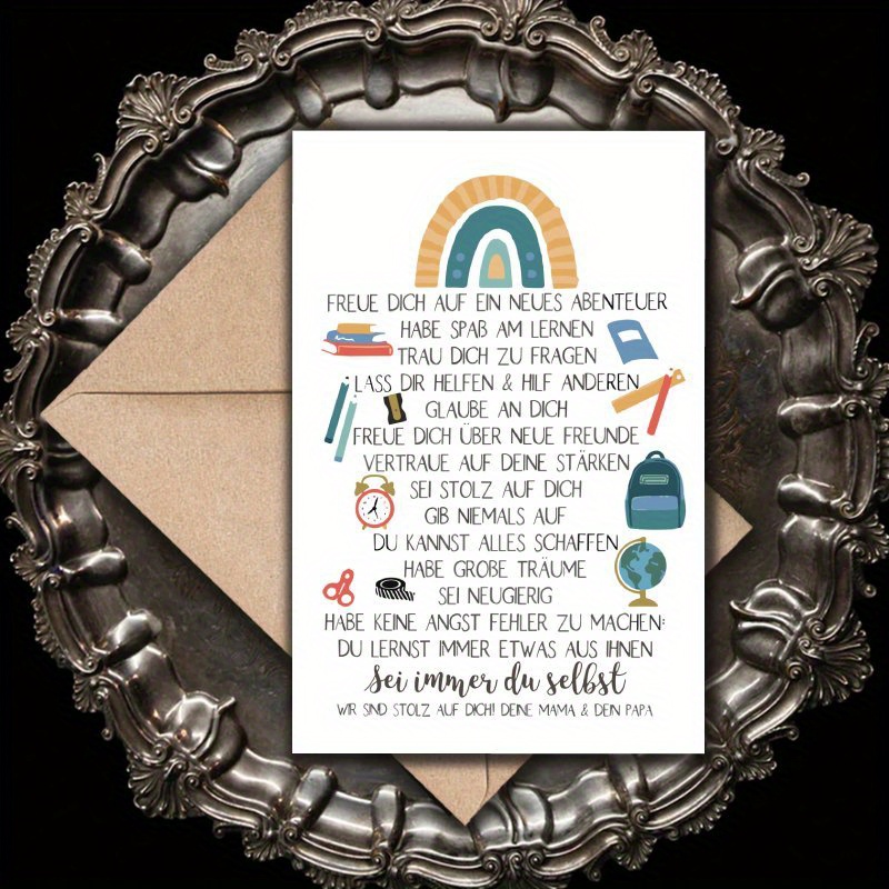 Image of Fun German School Card, 1pc - Back-to-school Wishes, Ideal Gift For Son, Daughter, Grandson, Or Niece