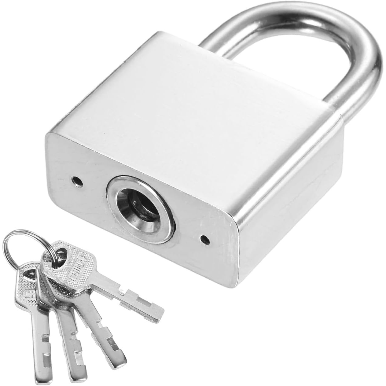 Temu – TEMU 1pc Of Stainless Steel Medium 1.96-inch Padlock With 4 Keys, Suitable For Dormitory Cabinet Doors, Drawers, Toolboxes, Filing Cabinets, Easy