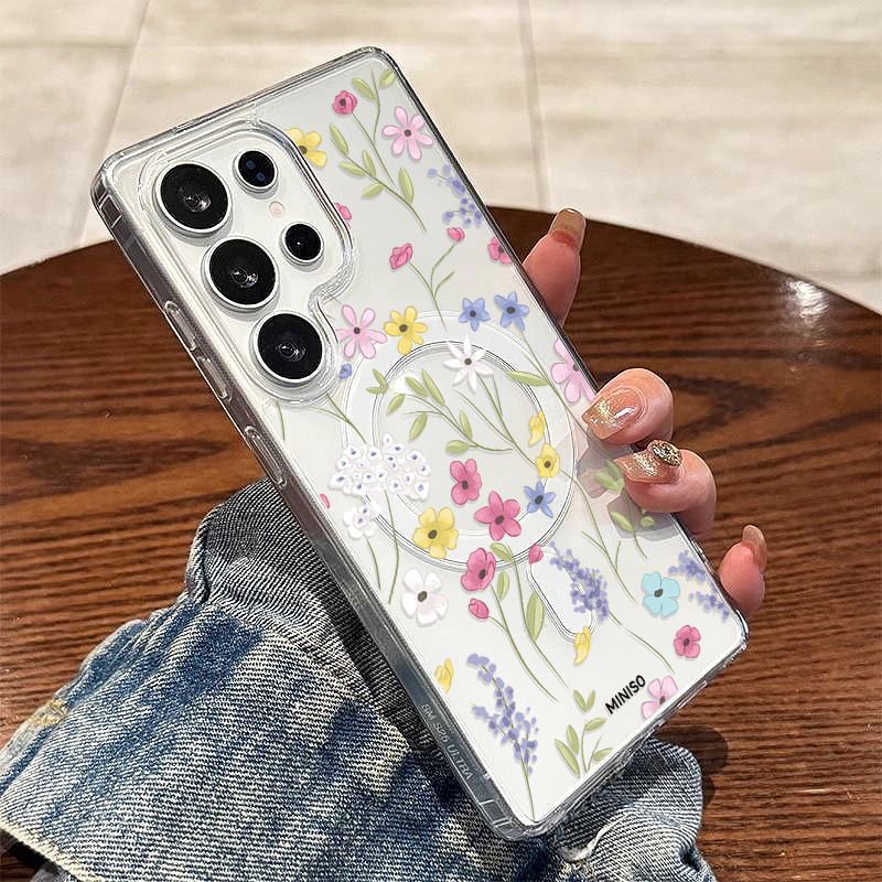 TEMU Phone Case: Miniso Phone Case With Suitable For For Galaxy S22 S23 Ultra S24 S25 Fes 25edge S26ultra Transparent Acrylic Magnetic Protective