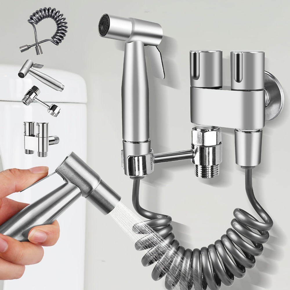 Handheld Shower Cleaning Spray Head, Cleaning Attachment With 2m Retractable Hose, Wall Mount Structure & Universal G1/2 Connection, Practical Hygiene Accessory For Bathroom Daily Cleaning