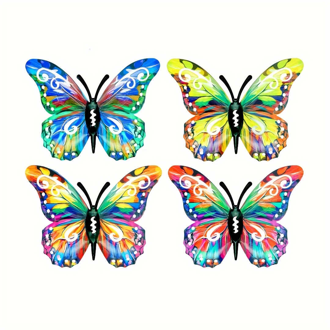 Image of 2d Flat, 4pcs Acrylic Wall Decor Set, Colorful Garden Ornament – Ideal For Indoor & Outdoor Use In Gardens, Patios, And Living Rooms, Perfect Gift For , Decoration
