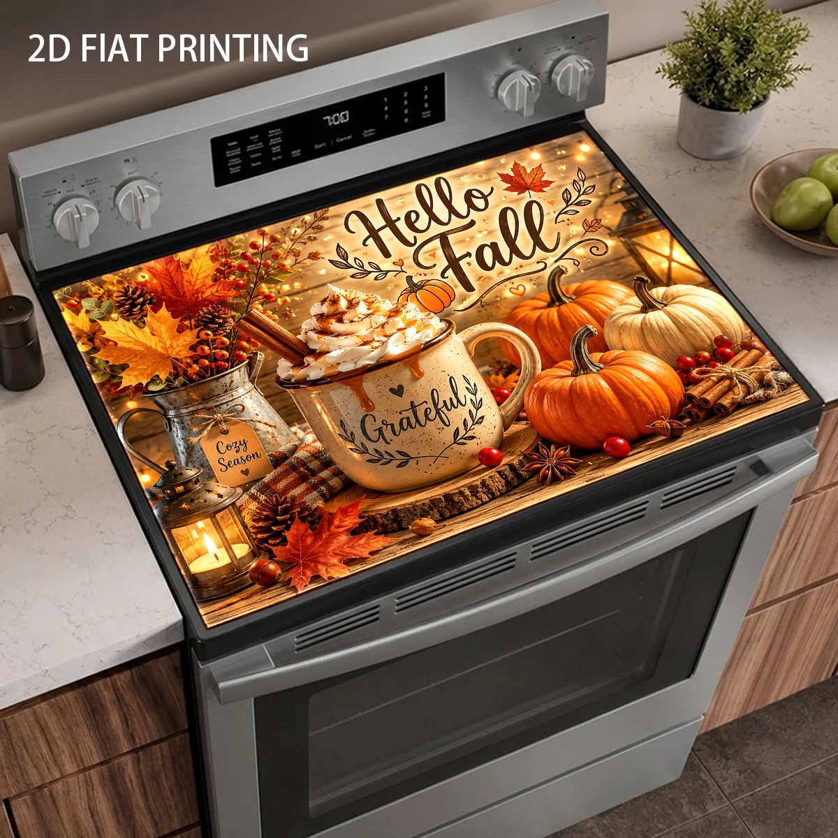 TEMU 2d Flat Autumn Themed Stove Top Protector, Heat Resistant And Wear Resistant Stove Mat, Multi-use For Gas/electric/glass Stove, Oven, Washer And