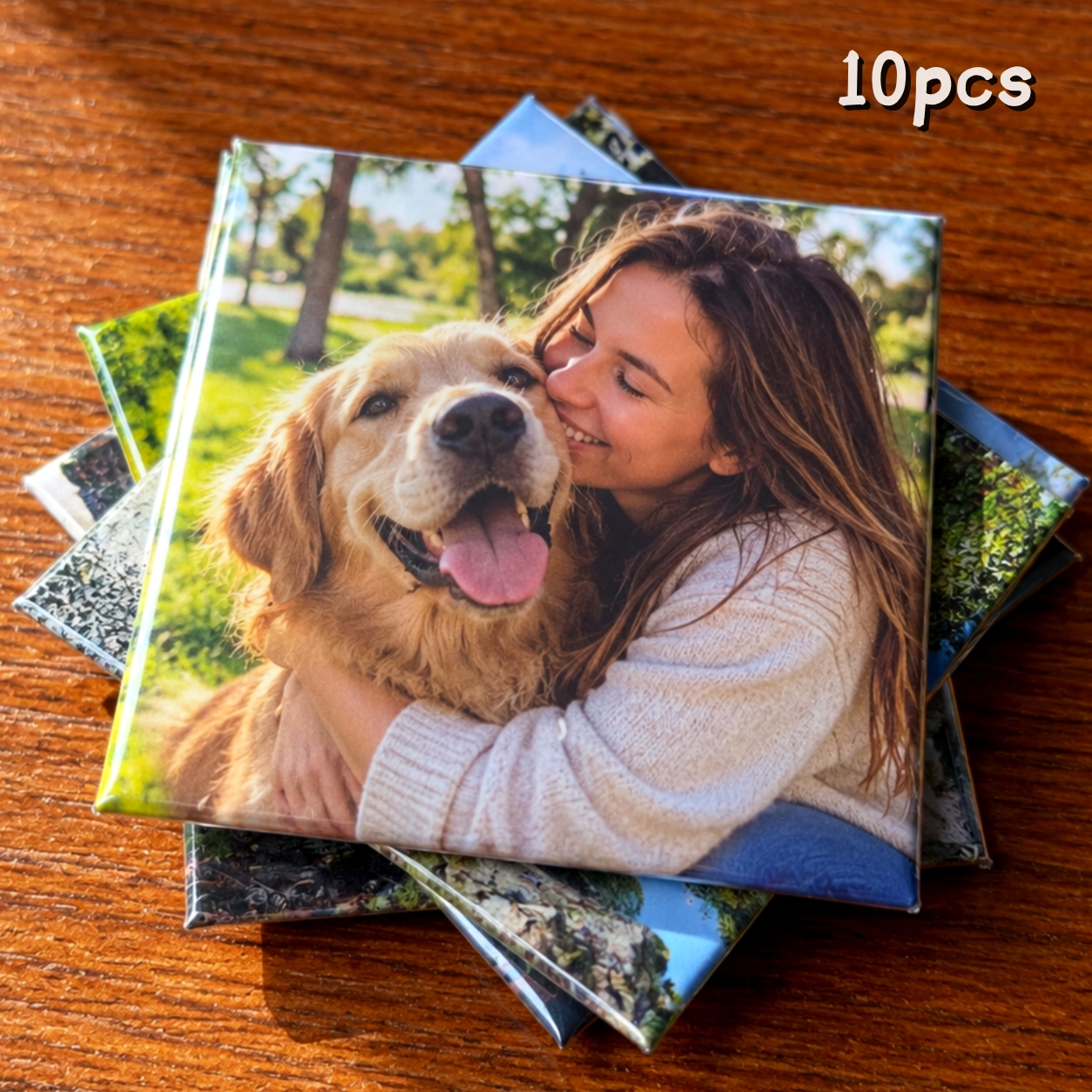 TEMU 10pcs Custom 5cm/1.97in Square Personalized Couple Photo Fridge Magnets, Customizable Photo Refrigerator Decoration Ornaments, Transforming