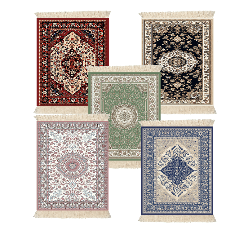 TEMU 5pcs Set Of Coaster Mats With Persian Style Carpet Pattern Theme, 3.54*4.33 Inch, Suitable For Drinks And Coffee. Water-absorbent, Ideal For