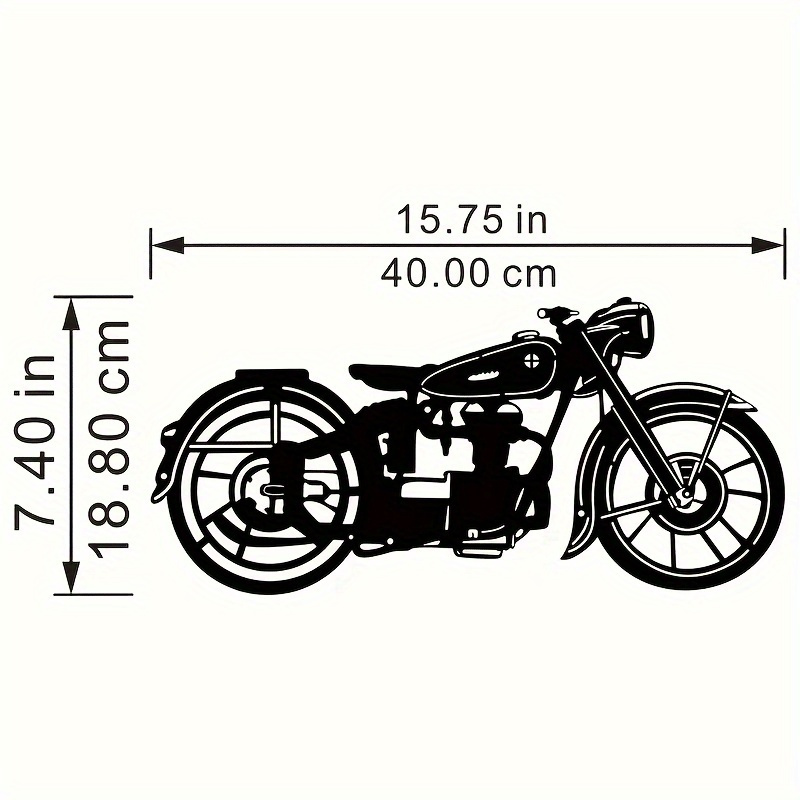 TEMU Vintage Motorcycle Metal Wall Art - Laser-cut Iron Silhouette Decoration, Suitable For Living Room, Bedroom, Study, And Dining Areas - Versatile