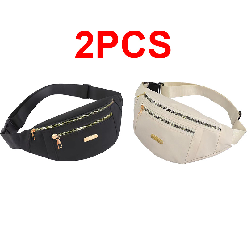 TEMU 2pcs Men's & Women's Crossbody Bag - Adjustable Waist Pack With Fringe Tassel Detail, Multi-functional Chest Bag Suitable For Outdoor, Travel,