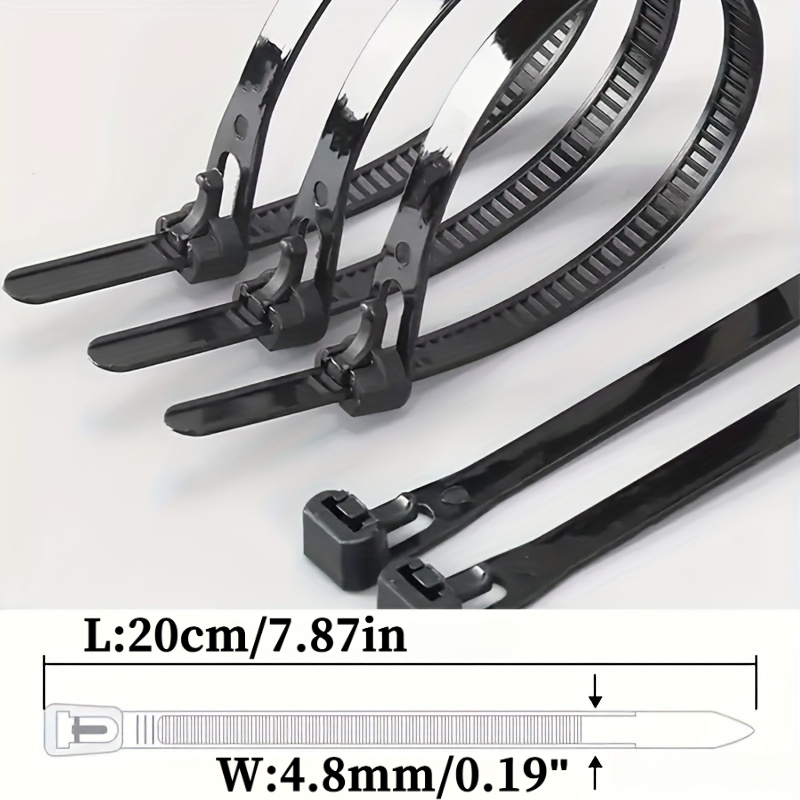 E-shop Packung mit 100 wiederverwendbaren schwarzen Nylon-Kabelbinder, extra breit, für vielseitige Anwendungen im Innen- und Außenbereich