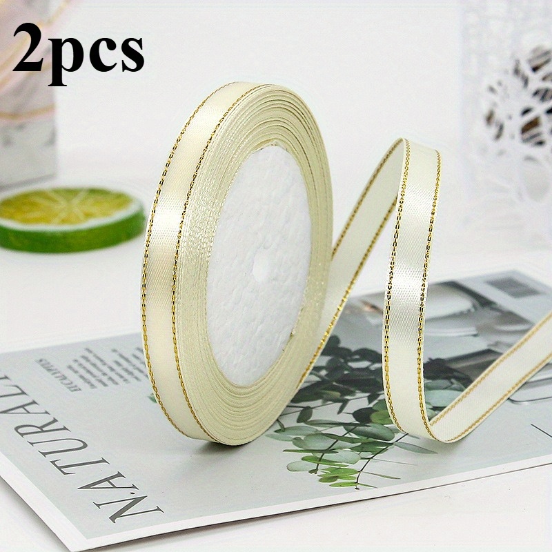 Image of 2 Rolls Elegant Golden Double-layer Lace Ribbon - Gift Box Packaging Bow Ribbon, Cake Tying Ribbon, Diy Gift Wrapping, Wedding And Party Decorations