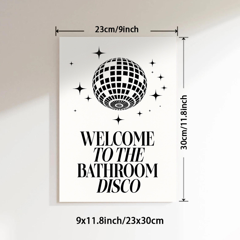 TEMU 2d Flat, 2d Flat, 1pc Unframed Canvas Art Featuring A Disco Ball, Depicting A Starry Night Scene. This Retro-inspired Wall Decoration Adds Charm