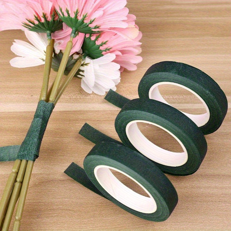 5 rollos de cinta floral autoadhesiva verde -   rollo mide 787.4 pulgadas de papel de nylon   para  , ideal para   de flores, decoraciones de boda y arreglos florales |   apiladas de forma ordenada para un uso  