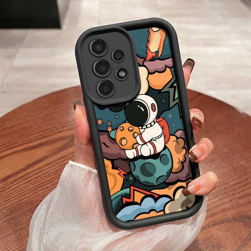 TEMU Black Cartoon Cute Astronaut Pattern Phone Case For Galaxy A01/a02s/a03/a03s/a05/a10s/a11/a12/a13/a14 5g/a15