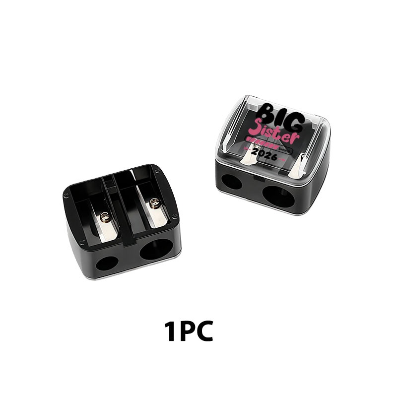 TEMU Black Plastic Cosmetic Pencil Sharpener, 1-pack | "big Sister 2026" Themed Design, Ideal For Makeup Lovers, Perfect For Home & Travel Use