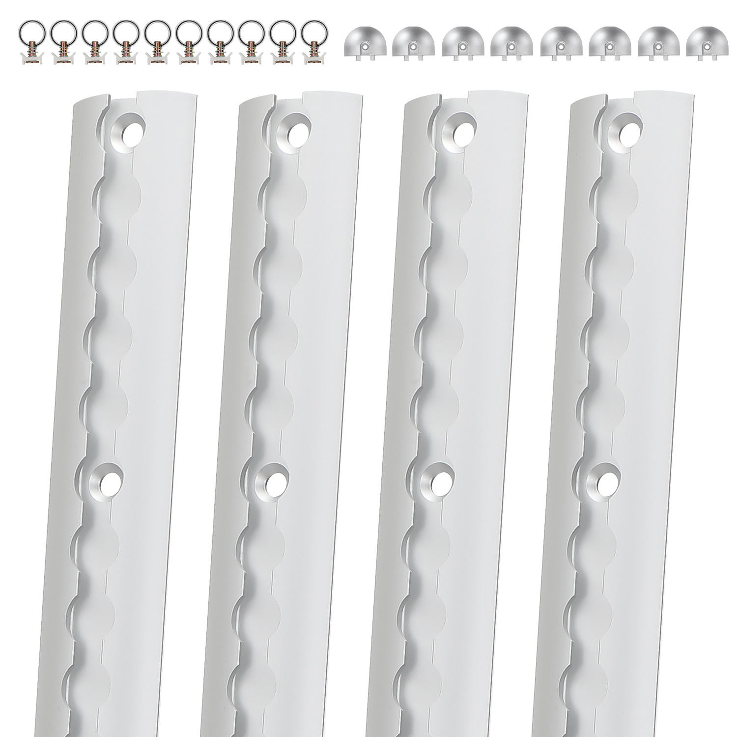 4pcs Airline Rails With Fittings, 1m Each Flat Lashing Rails With Pre-drilled Holes, Cargo Tie Down Track With Locking Buckles For Van, Trailer, , Rv, Cabin And Transport Load Securing