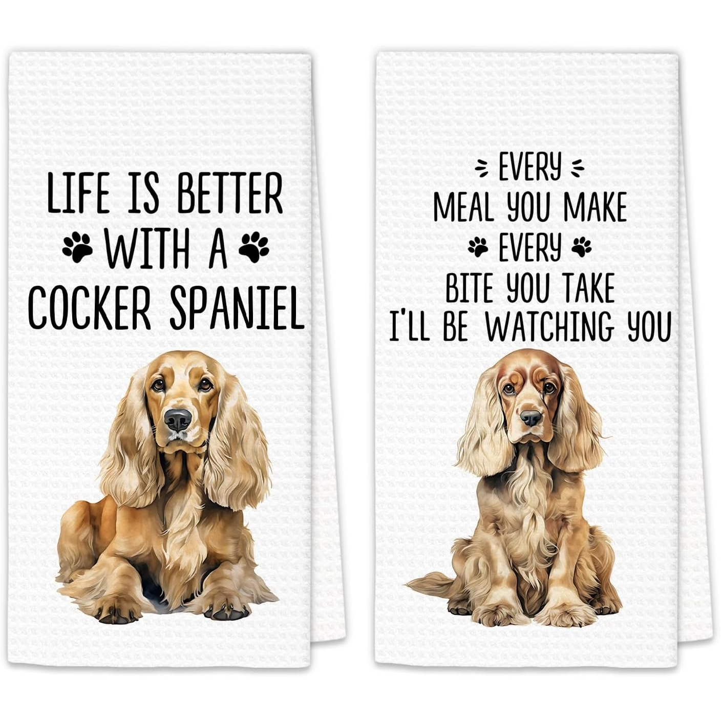 TEMU Spaniel Gifts Dog Kitchen Towels Set Of 2, Gifts For Spaniel Dog Owners Lovers, Better With A Dish Tea Towel For Kitchen, Dogs Kitchen Decor,