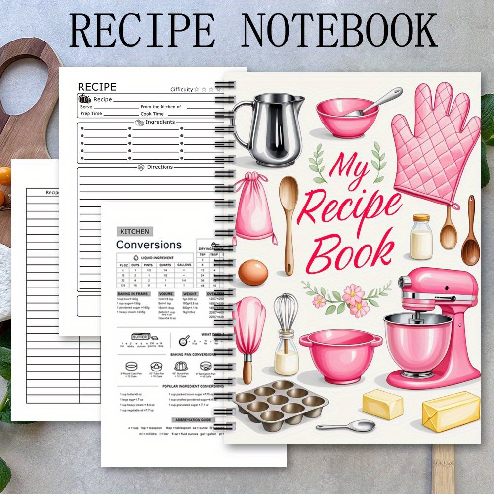 TEMU Fun Recipe Notebook Journal (1pc), Personal Blank Recipe Handbook, Recipe Notebook For Recording , Craft Supplies