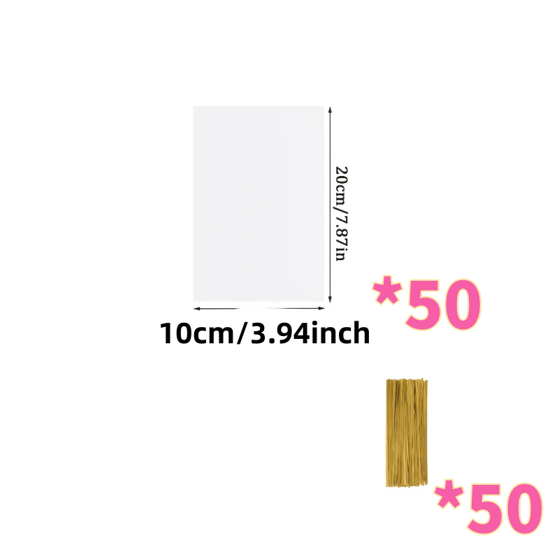 TEMU 100pcs (50 sacs et 50 attaches) Sacs cadeaux en plastique transparent, sacs de en cellophane avec cordon doré, pour cadeaux de fête, emballage