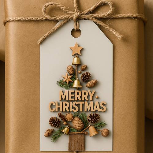 50pcs christmas gift tags with twine elegant wood grain texture and pine cone bell merry christmas design for christmas gift wrapping durable and easy to write vintage christmas gift tags essential for enthusiasts