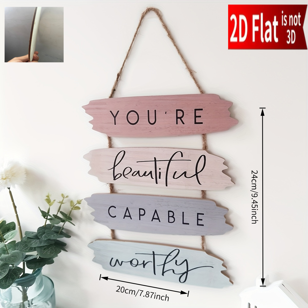 TEMU 2D, 2D, Práctico, Decoración para el Hogar, Oficina o Habitación de Chica, Tablero Motivacional Fácil de Colgar, Natural Estilo Retro, Productos