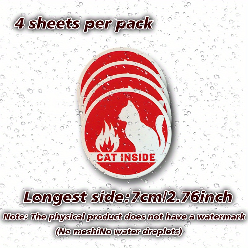 4pcs Emergency Sticker For Indicating The Presence Of Cats In The House, Ensuring Animal Safety.