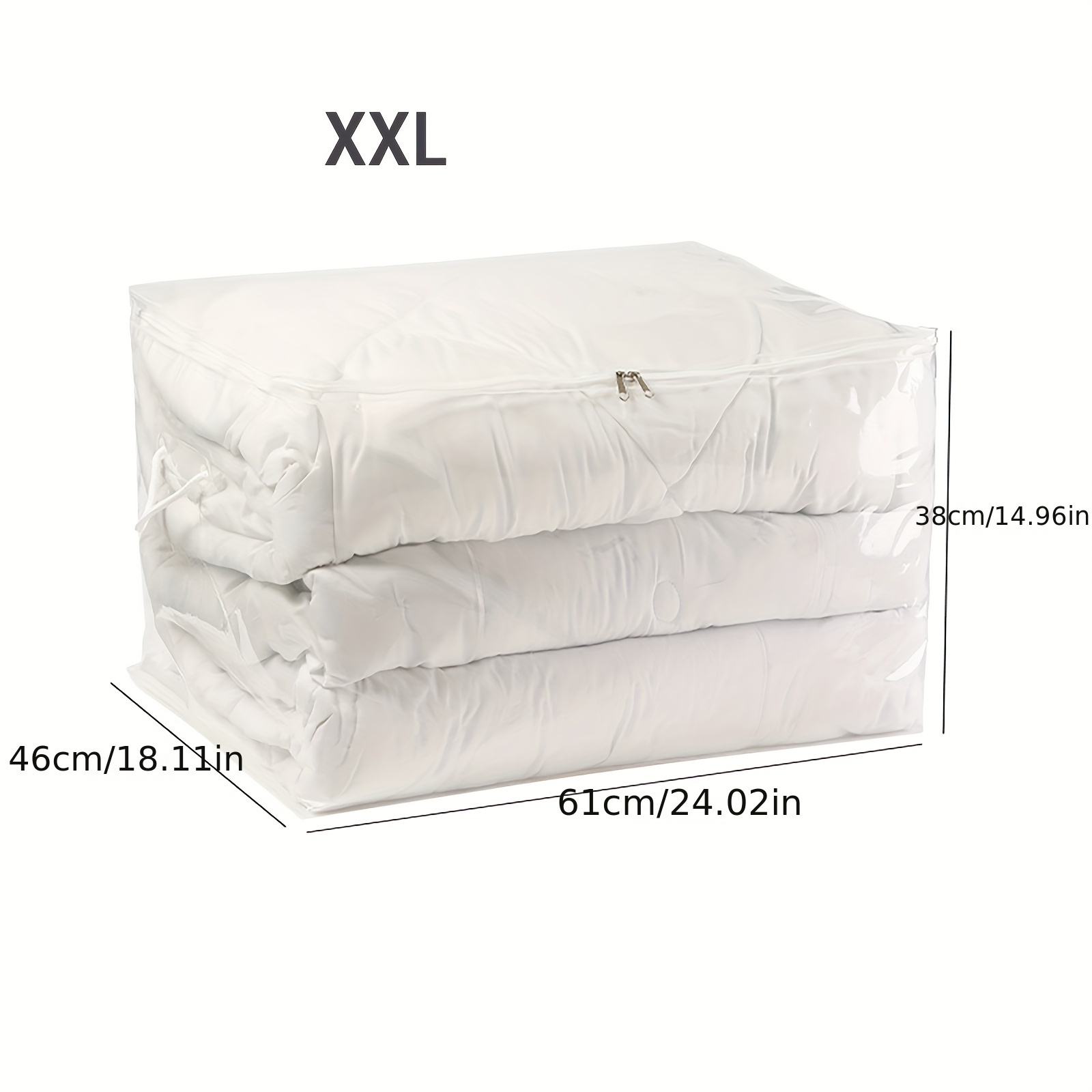 RIKOOI Transparent PVC Storage Bag with Zipper and Handle, Multiple Sizes