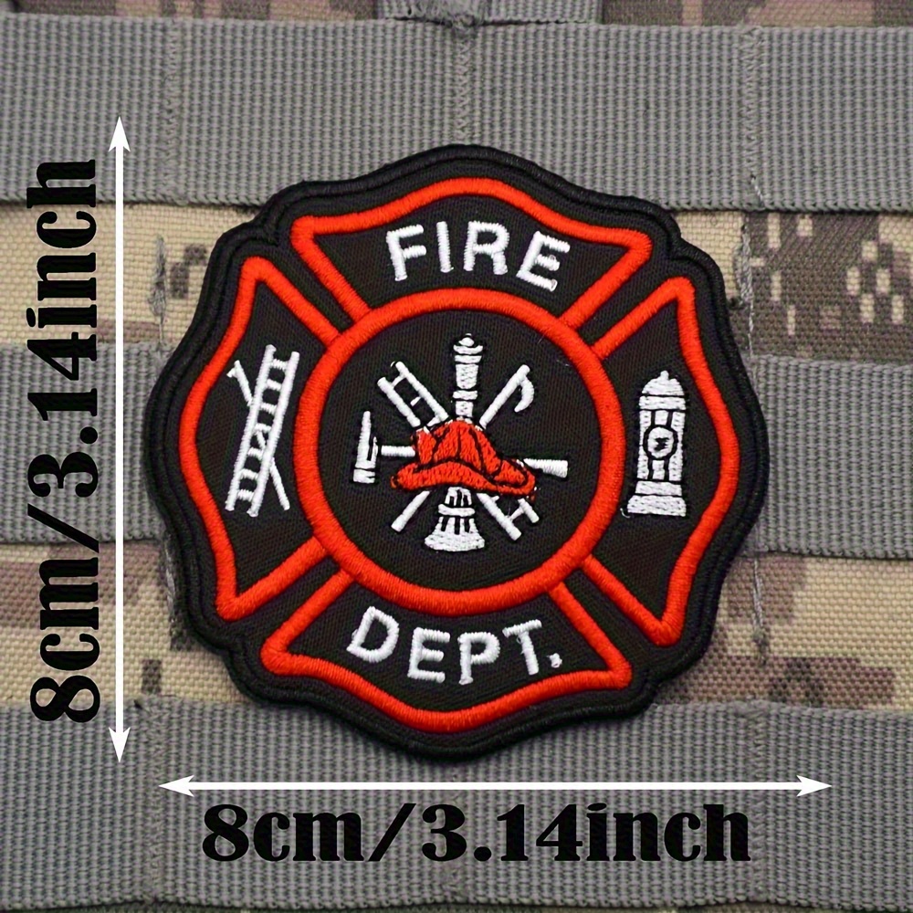 1pc Fire Embroidered Badge With - Red, For Sewing/ironing On Tactical Vests, Backpacks, Clothing Repair, And Diy Crafts