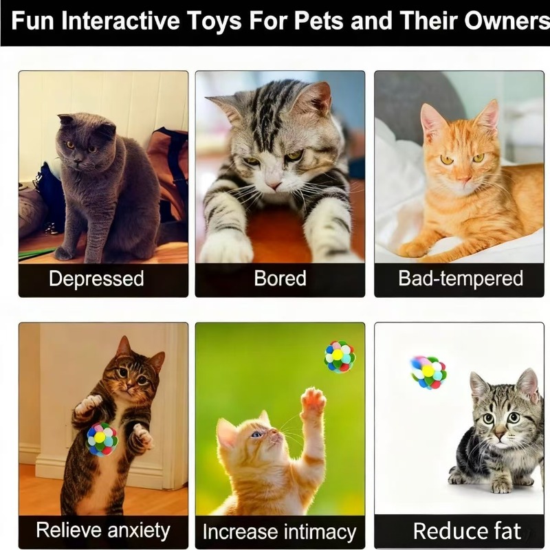 E-shop lustiger Katzen- in zufälliger Farbe, Plüschball für Kätzchen, Kauspielzeug für Katzen, Haustierzubehör für Familien- Haustier-Interaktion