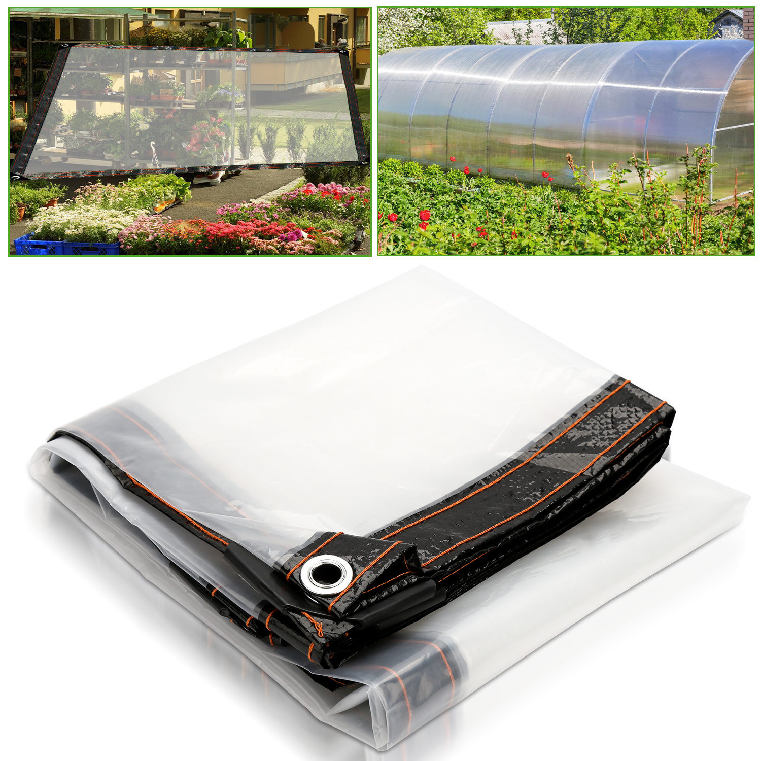 Image of Waterproof Greenhouse Film Transparent Tarpaulin Warm Sunroom Protective Film Grow Tent Plant Cover Tarps Plant Protection Pvc With Eyelets Cover Tarpaulin Pvc Plastic Garden Supplies 300x500cm
