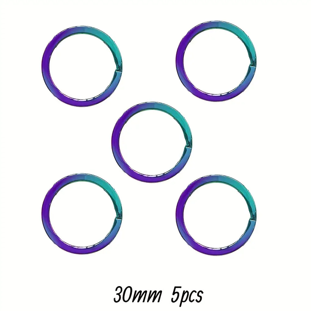 Image of 5pcs Colorful Iridescent Aluminum Alloy Key Rings, Flat Keychain Set, , Keyring Additions, For Home, Car Keys, Men, With Ideal For 's Day, Easter, Mardi Gras
