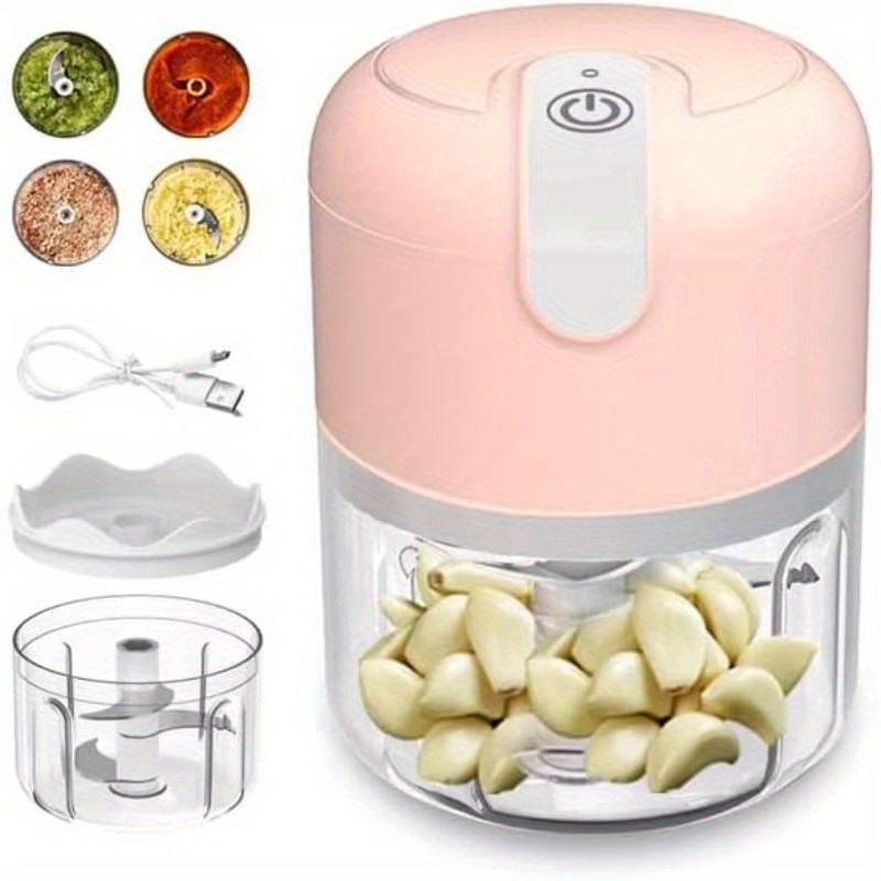 usb rechargeable portable food processor with stainless steel blades & bpa-free bowl - cordless garlic chopper, onion mincer, nut & herb grinder with ergonomic lid & clear container for kitchen, camping, picnic - lightweight  ,   operation, easy clean, usb-powered (battery not included), kitchen gadget, camping appliance, food processor electric, vegetable chopper, food chopper Product details 0
