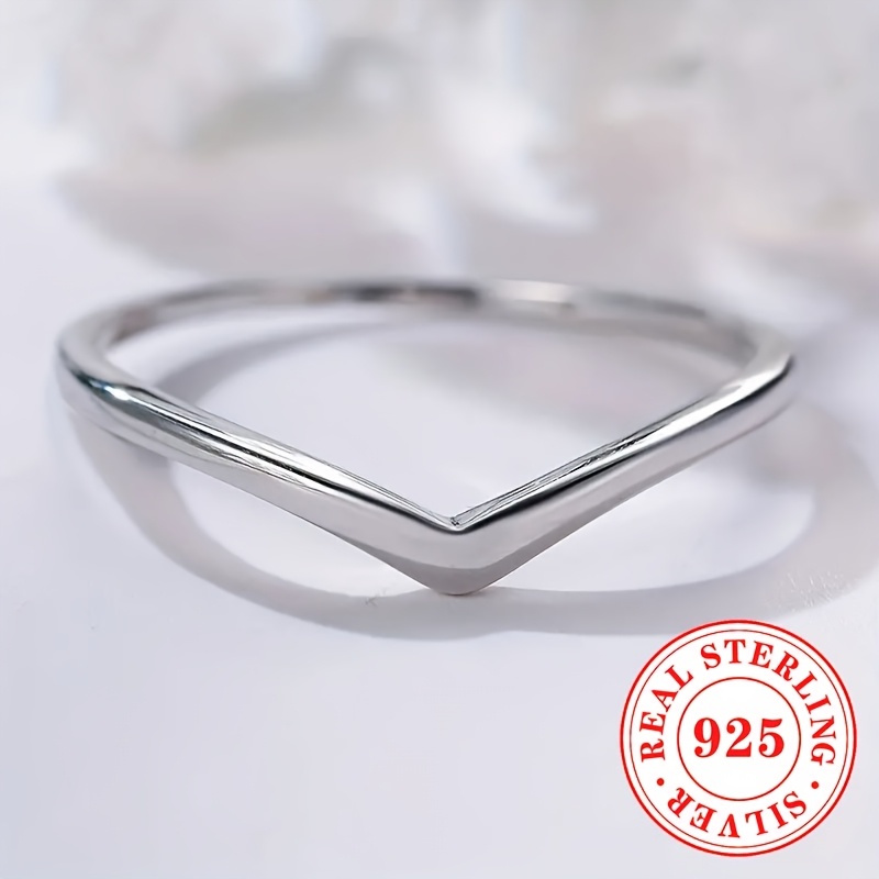 S925 Pure Silvery V Wishing Bone Ring for Women