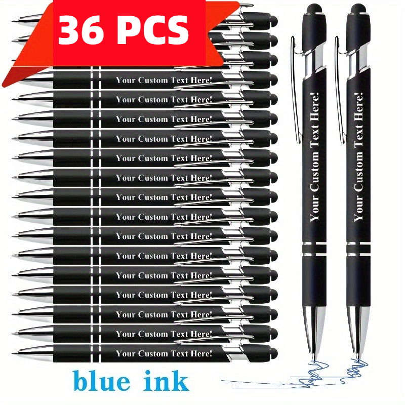 TEMU Penna a sfera in metallo personalizzata ( blu) Scrittura touch screen 2-in- personalizzato Stampa personalizzata Incisione del Adatta per