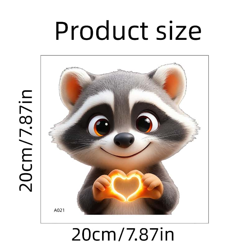 1pc Creative Fun Heart-shaped Raccoon Window Cling, Bedroom Living Room Home Decor Background Wall Sticker, Gift, Decoration