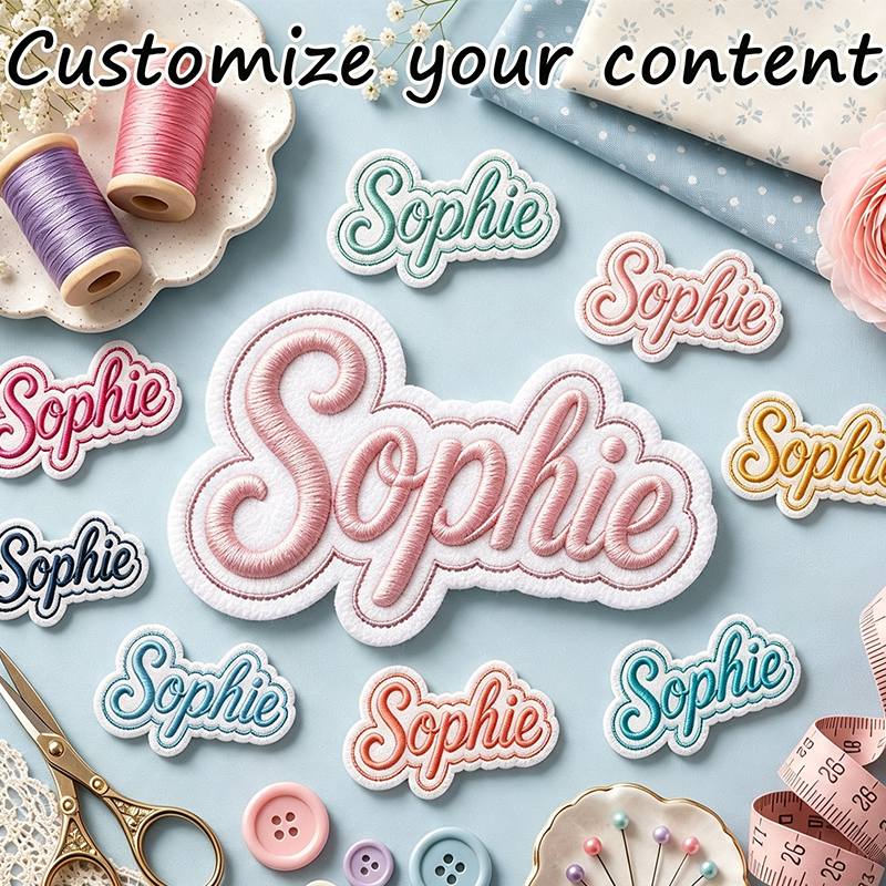 TEMU Custom Embroidered Name Tags, Heat-& Sew-on Letter Badges, Personalized Names, Initials& Abbreviation Customization, High-grade Fade-resistant