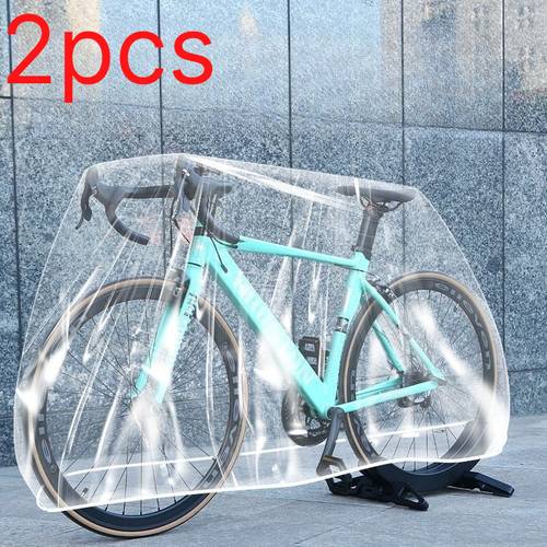item picture 2 pack disposable transparent bike e bike cover waterproof dustproof outdoor vehicle weather protection ultra thin portable for road bikes mountain bikes electric scooters outdoor storage