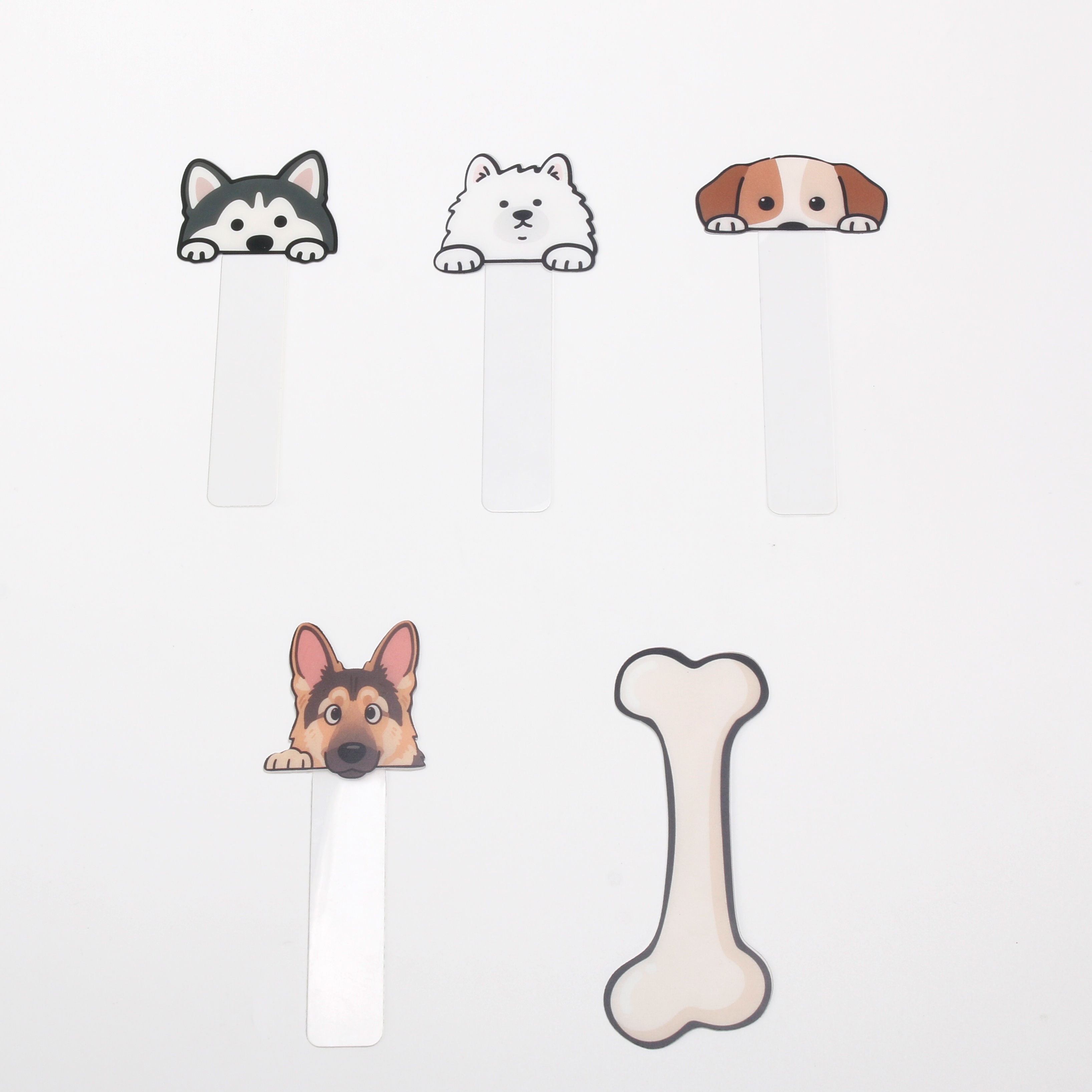 TEMU 5pcs Adorable Dog Bookmark Suitable For Readers, Teachers, & - Bone-shaped Bookmark With Bone Patterns & Puppy Head, Gift For Book Lovers, Class