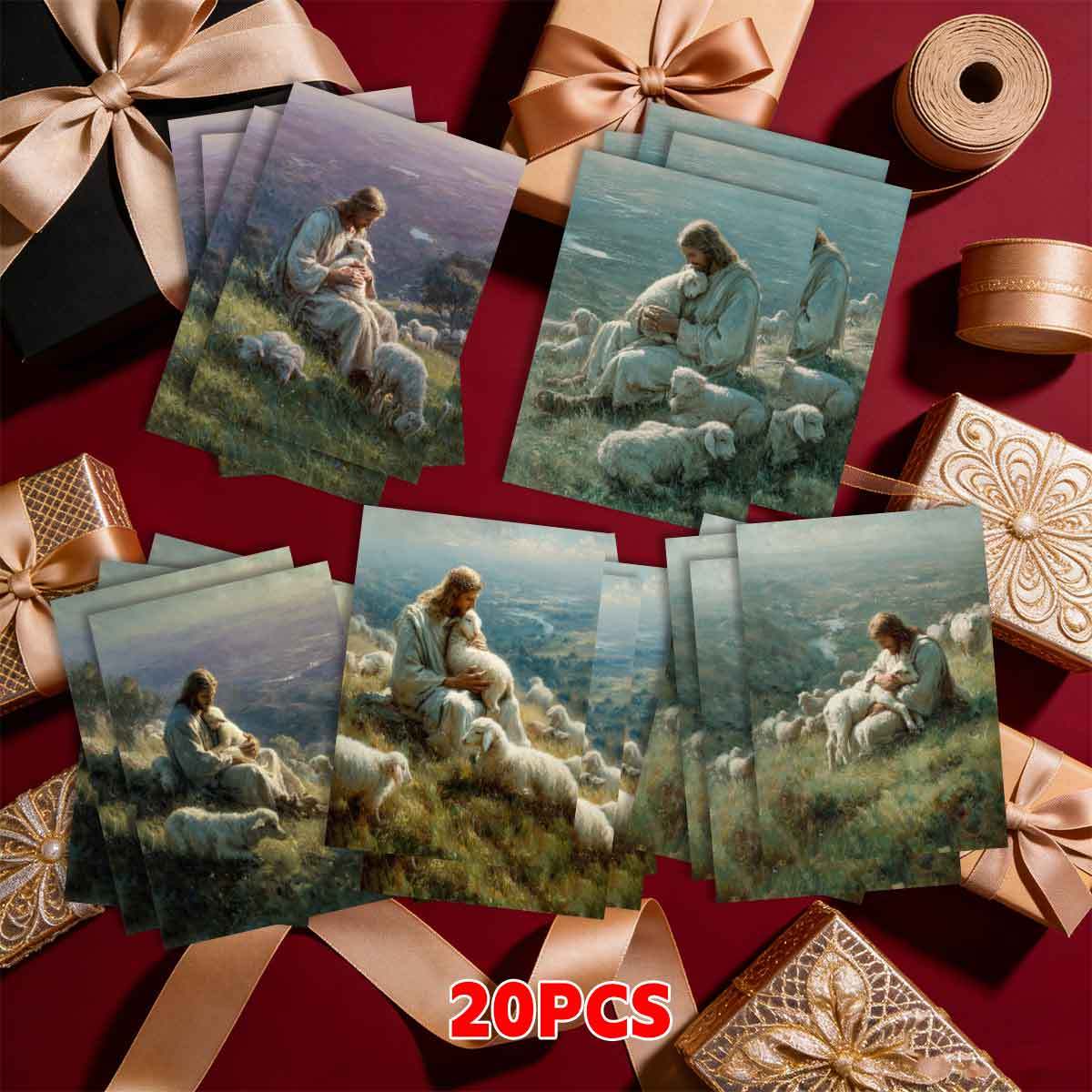 TEMU 20 Exquisite Postcards, Bible Cards, Jesus, Easter, Christmas Postcards, Featuring A Warm Shepherd Scene, Conveying And Care. Suitable For