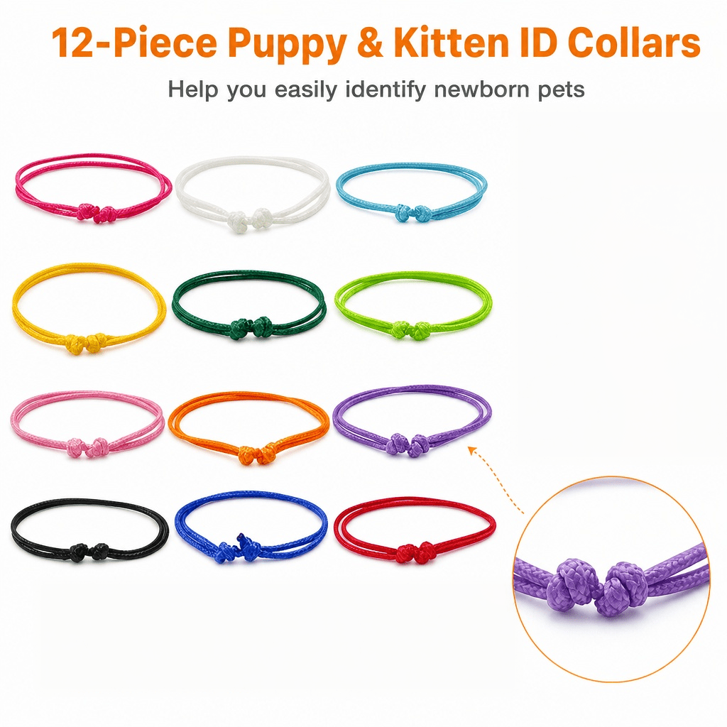 TEMU Lot de 12 d'identification de race pour chiots et chatons de couleurs aléatoires avec étiquettes de race - pour chiots nouveau-nés, adaptés aux