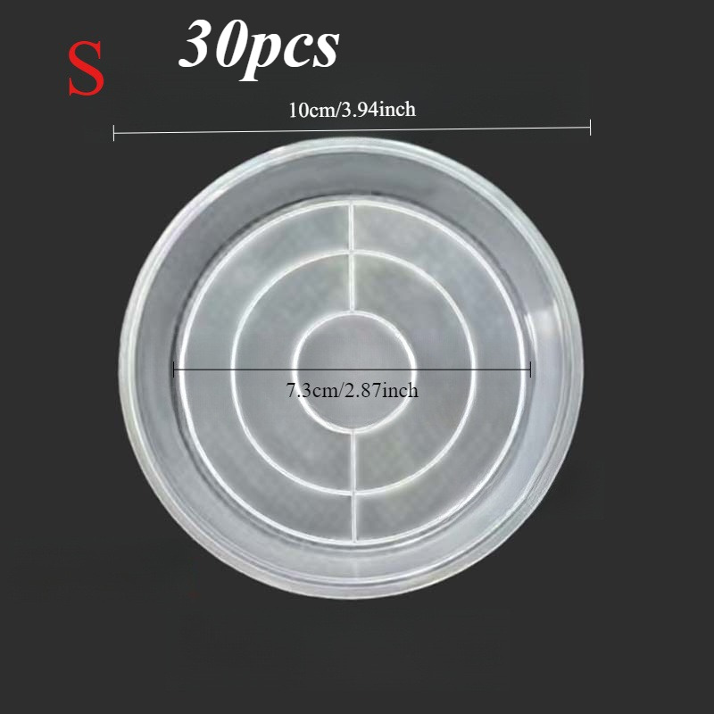 30pcs Clear Plant Saucers With Measurement - Heavy-duty Gardening Trays For Indoor And Outdoor Use, Space- Design And Easy-, Perfect For Succulents, Herbs And Potted Plants