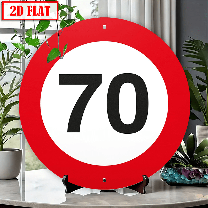 Image of 2d , 1pc Pack 70th Birthday Sign - Vintage Round Wall Mountable Aluminum Decoration With - 8x8 Inches / 20x20 Cm 70th Birthday Party Decorations, 70th Birthday Celebration Gift Ideas