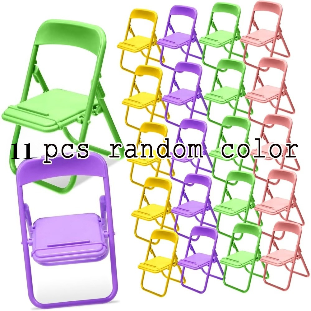 TEMU Random Colors - 11pcs Set - Mini Chair Phone Stand, Portable Phone Holder, Fun Desktop Ornament, Suitable For Home Office And Dollhouse