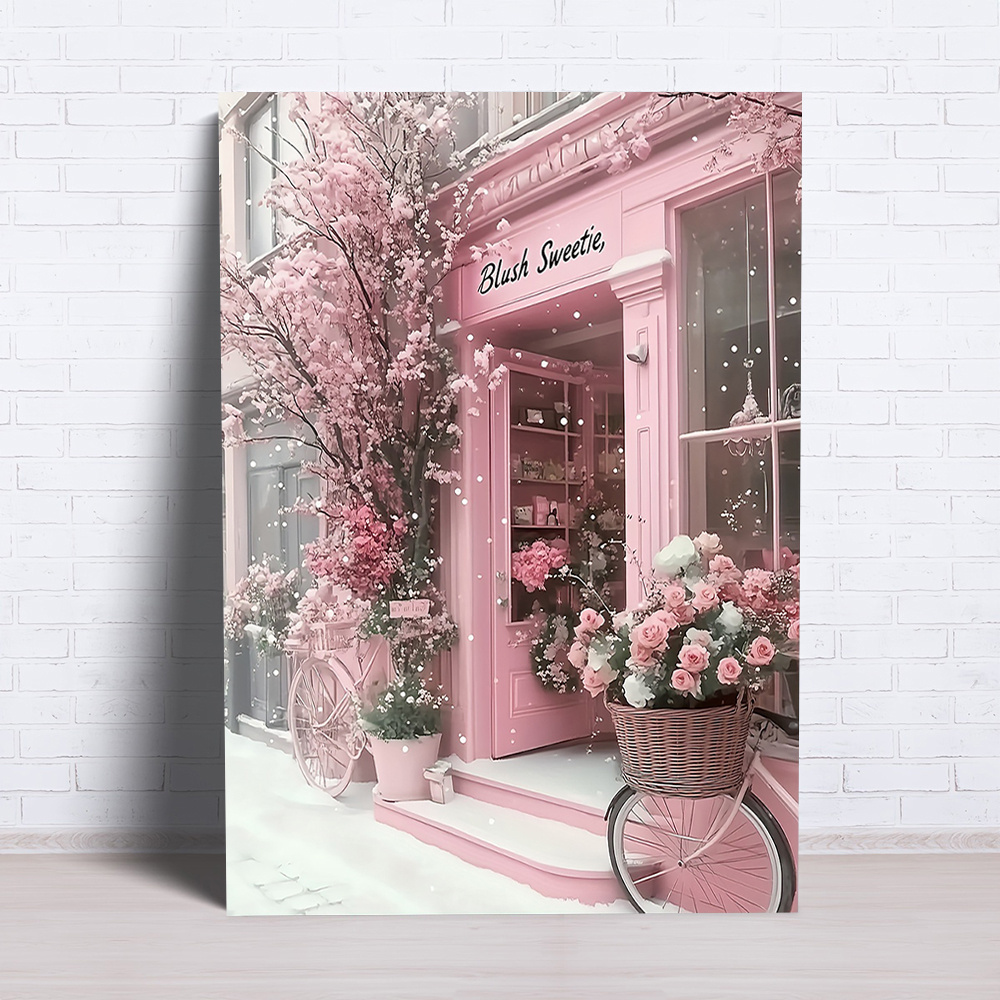 

1pc Pink Floral Canvas Art Print, Decor For Home, Bedroom, Kitchen, Living Room, Bathroom, Hotel, Cafe, Office, 12x16 Inch