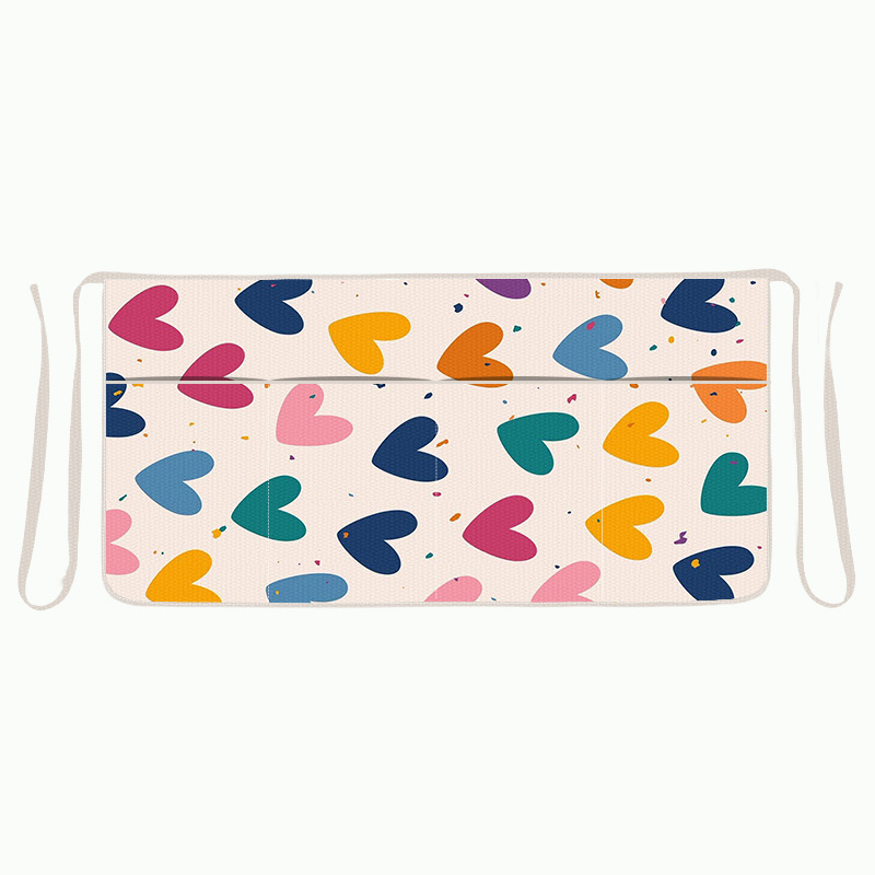 TEMU 1pc Valentine's Day Theme Romantic Heart Red Rose Cupid Half Apron Printed Apron Tie-back Half Apron With 4 Large Pockets For Home Kitchen Party
