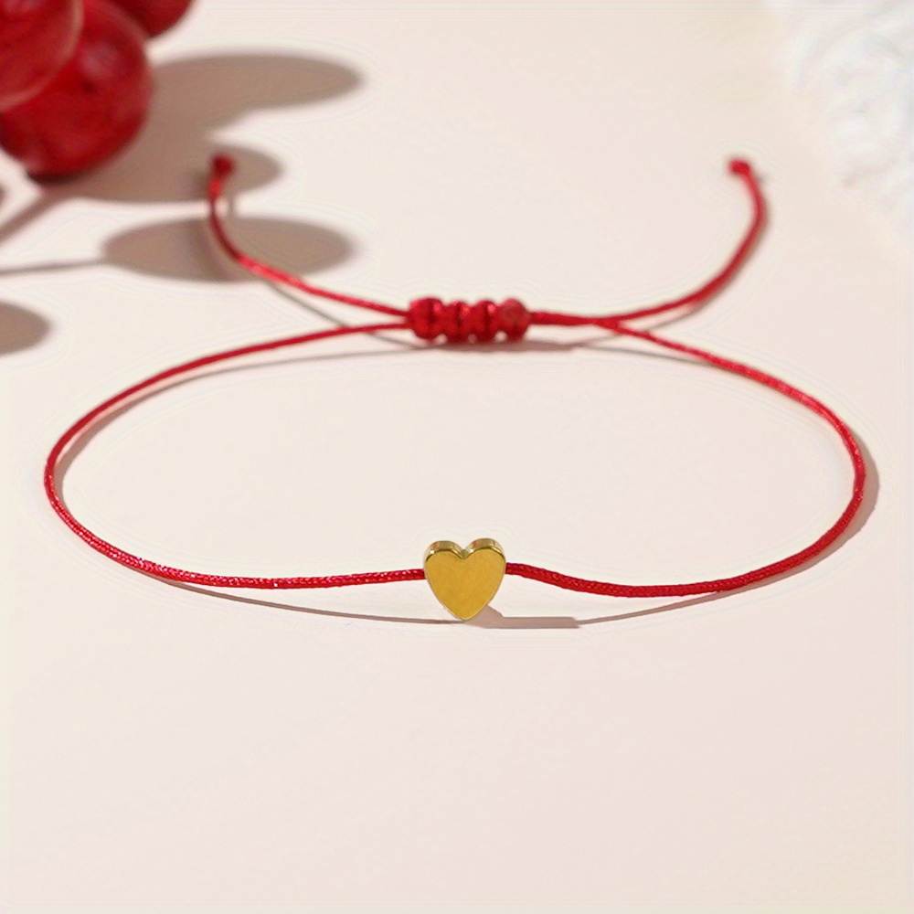 TEMU Bracelet de Mode pour Femme, Style Bohème, Série Multicolore, Cordon d' avec de Fer et Charme Cœur, Bracelet Ajustable Adapté aux Hommes/Femmes
